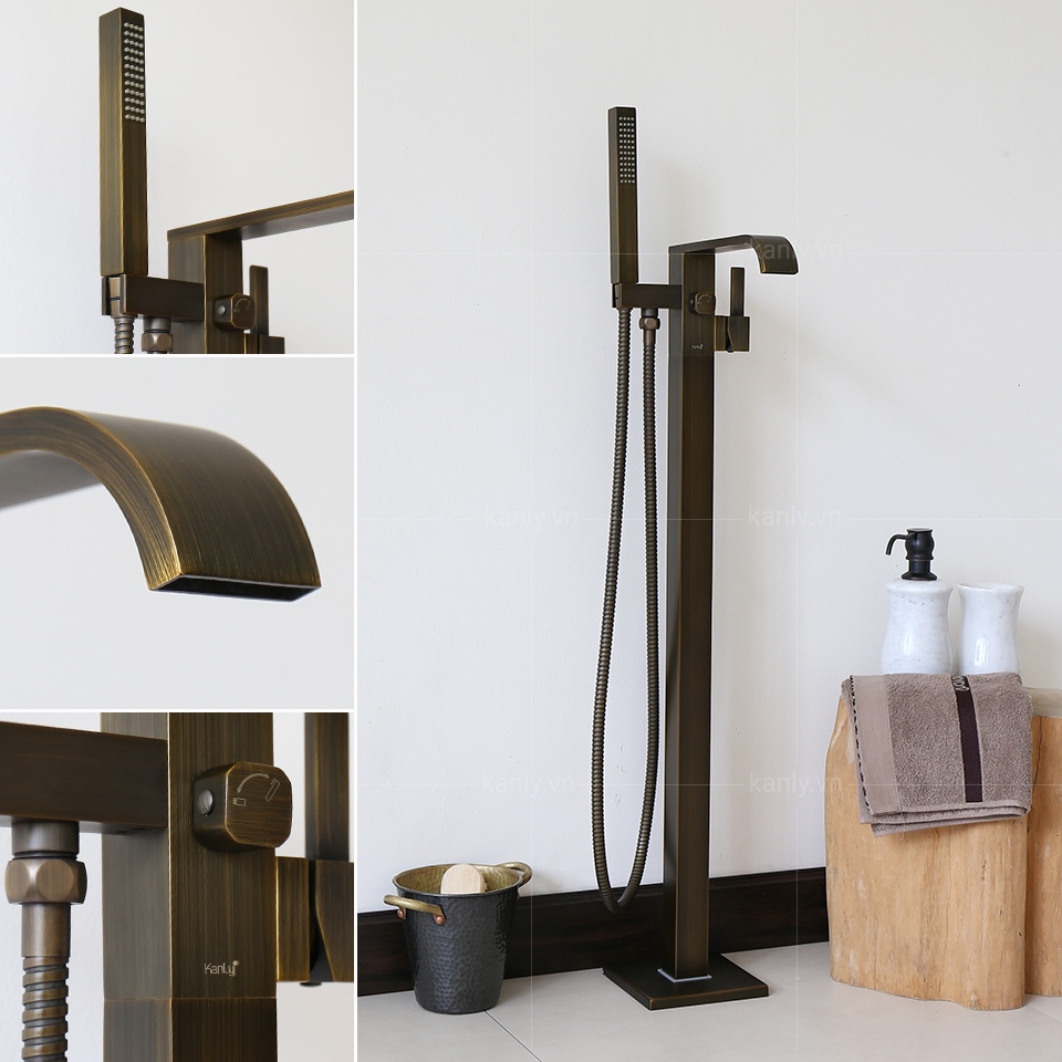 Hình ảnh thực tế vòi xả nước bồn tắm Kanly GCS07 đồng thau