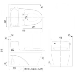 Bồn Cầu INAX AC-1035VN (AC1035VN) 1 Khối Nắp Êm Aqua Ceramic