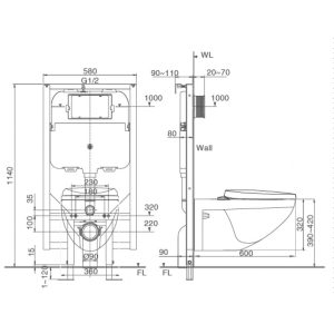 Bồn Cầu INAX AC-23PVN (AC23PVN) Treo Tường Thùng Nước Âm