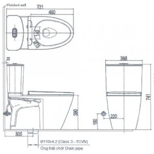 Bồn Cầu INAX AC-602VN-2 ( AC602VN-2) 2 Khối Xả Nhấn Aqua Ceramic