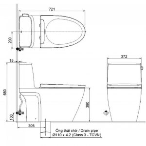Bồn Cầu INAX AC-912/CW-S15VN Nắp Rửa Cơ Xả Gạt