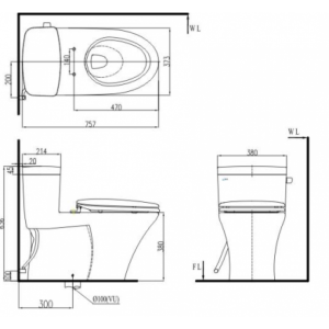 Bồn Cầu INAX AC-991VRN (AC991VRN) 1 Khối Xả Gạt Aqua Ceramic