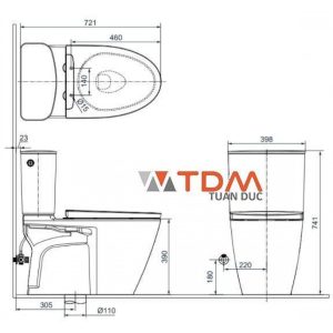 Bồn Cầu INAX ACT-602/CW-S32VN 2 Khối Xả Tự Động