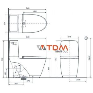 Bồn Cầu INAX ACT-832/CW-S32VN 2 Khối Xả Tự Động