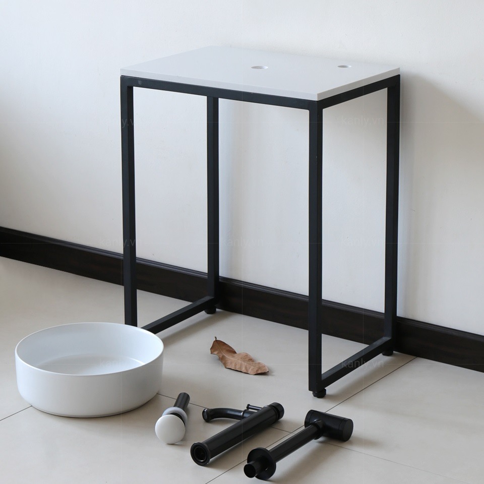 Hình thực tế bàn đặt chậu lavabo Kanly FP12 mặt đá