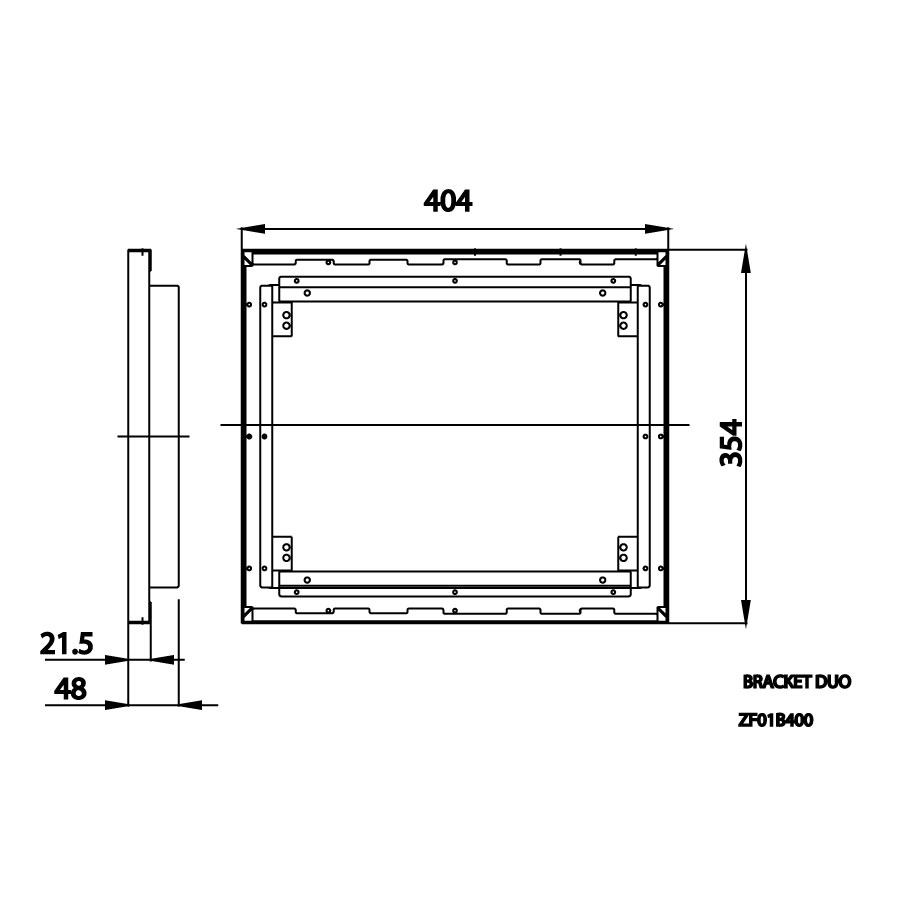 Bản vẽ kích thước khung giá đỡ bát sen âm trần  ZF01B400Cotto