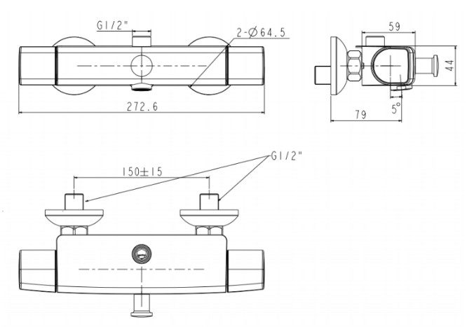 Bản vẽ vòi sen American WF-0715/WF-B211H