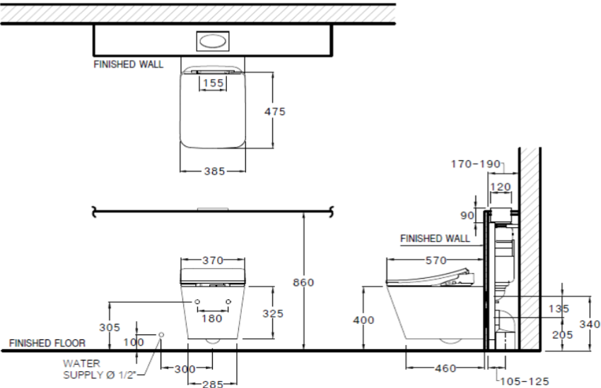 Bản vẽ kích thước bồn tiểu c 31207bi Cotto
