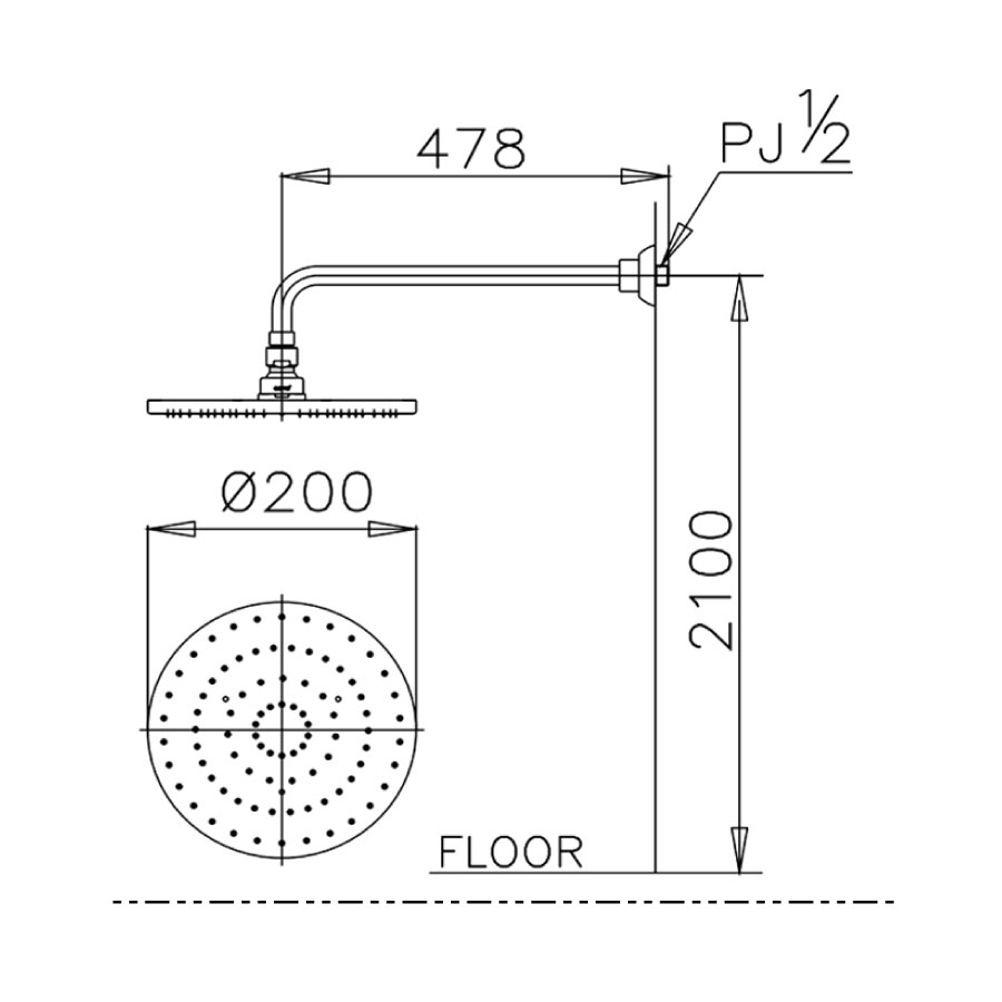 Bản vẽ kích thước bát sen gắn tường Z04 Cotto