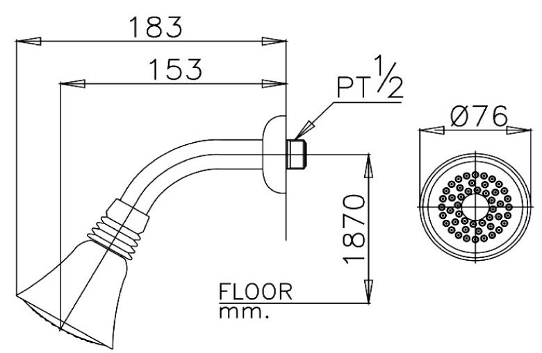 Bản vẽ kích thước bát sen gắn tường z 55 hm Cotto