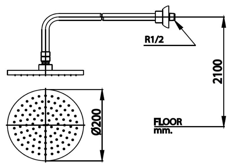 Bản vẽ kích thước bát sen âm tường Cotto z 94