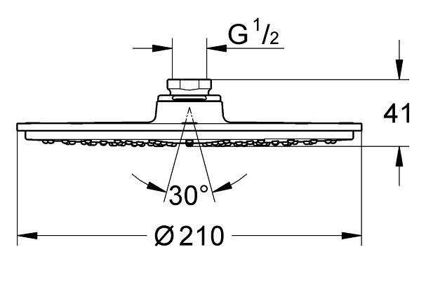 Bản vẽ kích thước bát sen 28368000 Grohe tròn 210mm