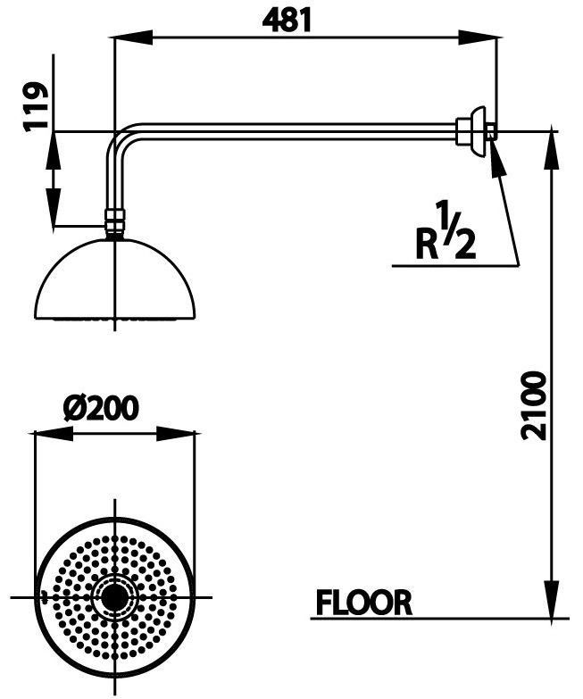 Bản vẽ kích thước bát sen âm tường Cotto Z 002