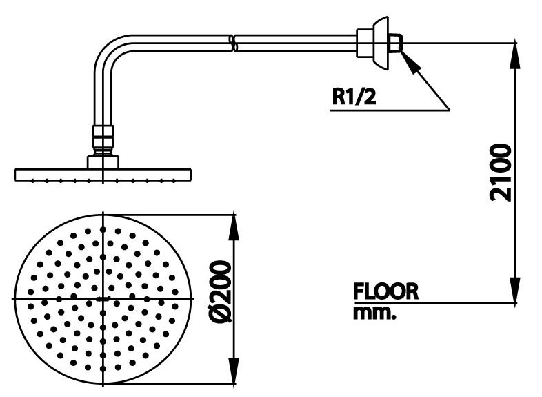 Bản vẽ kích thước bát sen âm tường Cotto Z94 BL