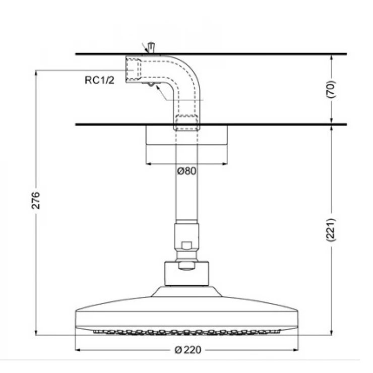 Bản vẽ bát sen tắm TBW 01003B1A MBL TOTO gắn trần