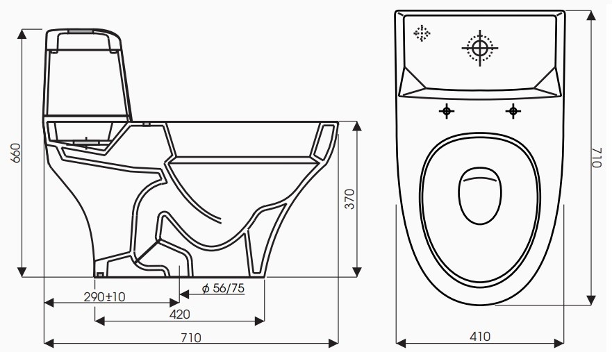 Bản vẽ kích thước bồn cầu CK38 Thiên Thanh Plannet