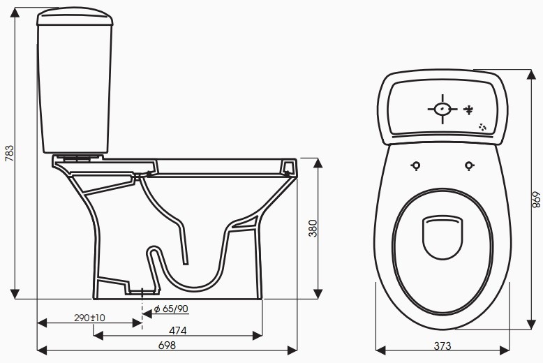 Bản vẽ kích thước toilet CD64 Thiên Thanh Sand