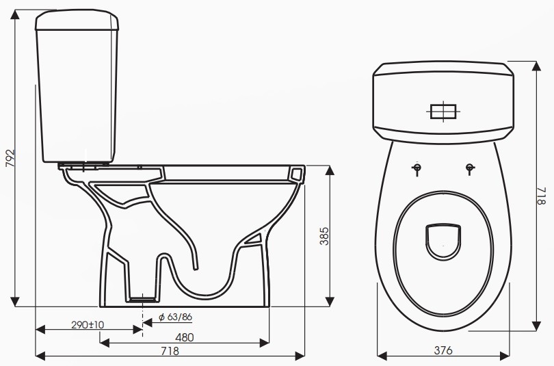 Bản vẽ kích thước Toilet CD7062G Thiên Thanh Waves