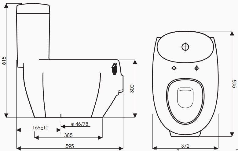 Bản vẽ kích thước bồn cầu CE 0217 Piggy (hình con heo)