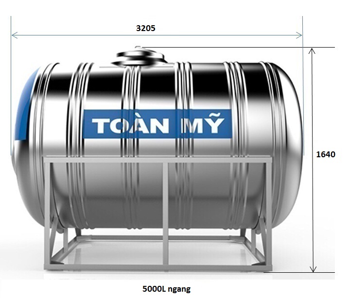 bản vẽ bồn nước Inox Toàn Mỹ 5000L ngang SUS 304