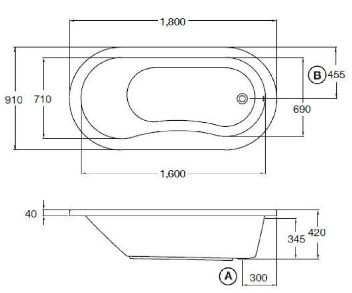 Bản vẽ kích thước bồn tắm đặt sàn bt 2020 spp Cotto 1.8M