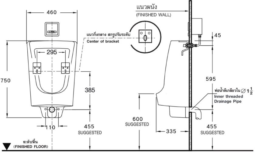 Bản vẽ kích thước bồn tiểu nam c 3010 bi 