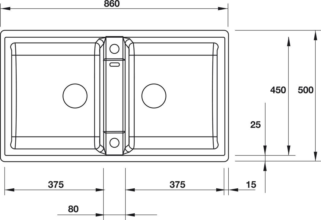 Bản vẽ chậu đá Hafele 567.68.940 2 hộc đá Silgranit