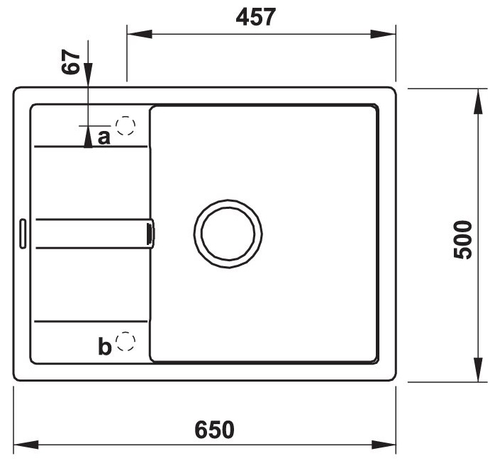 Bản vẽ chậu rửa chén Hafele 570.30.340 màu đen