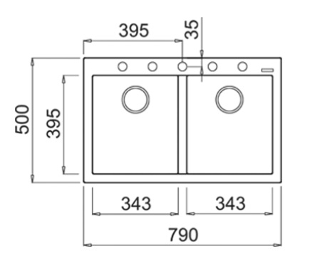 Bản vẽ kỹ thuật chậu rửa chén bát Teka Forsquare 2B 790 Beige