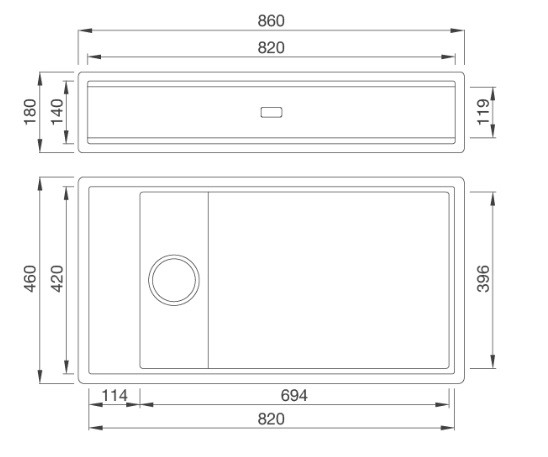 Bản vẽ kỹ thuật chậu đá rửa chén Malloca MYST K83S MYS TK83L