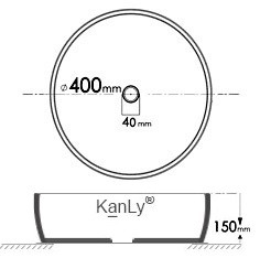Bản vẽ kích thước chậu rửa mặt Kanly SU014 sứ in mỹ thuật