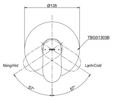 Bản vẽ van điều chỉnh nóng lạnh TOTO TBG 01303B