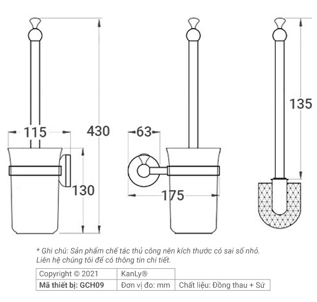 Bản vẽ kỹ thuật cọ toilet Kanly GCH09