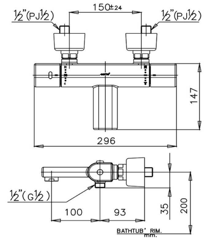 Bản vẽ kích thước củ sen CT2041A cotto nhiệt độ