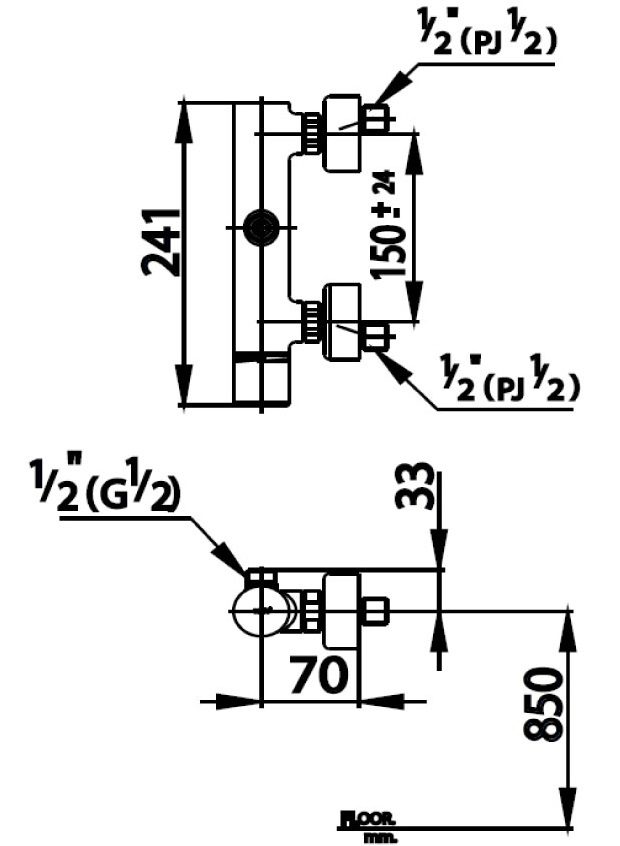 Bản vẽ kích thước củ sen cotto ct 2063  điều chỉnh nhiệt độ