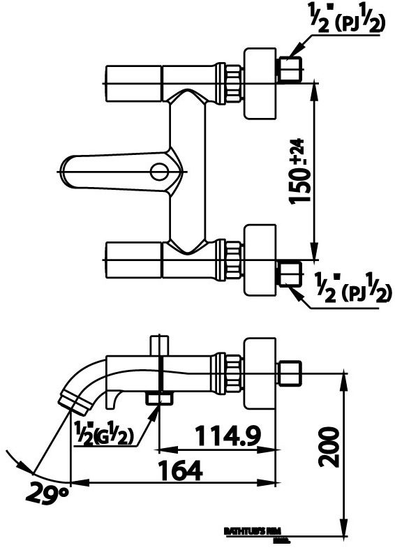 Bản vẽ kích thước củ sen tắm nóng lạnh cotto ct 2069 c27 
