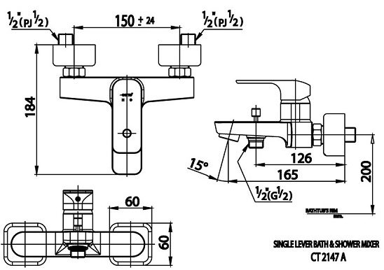 kích thước củ sen tắm nóng lạnh COTTO CT2147A WH 