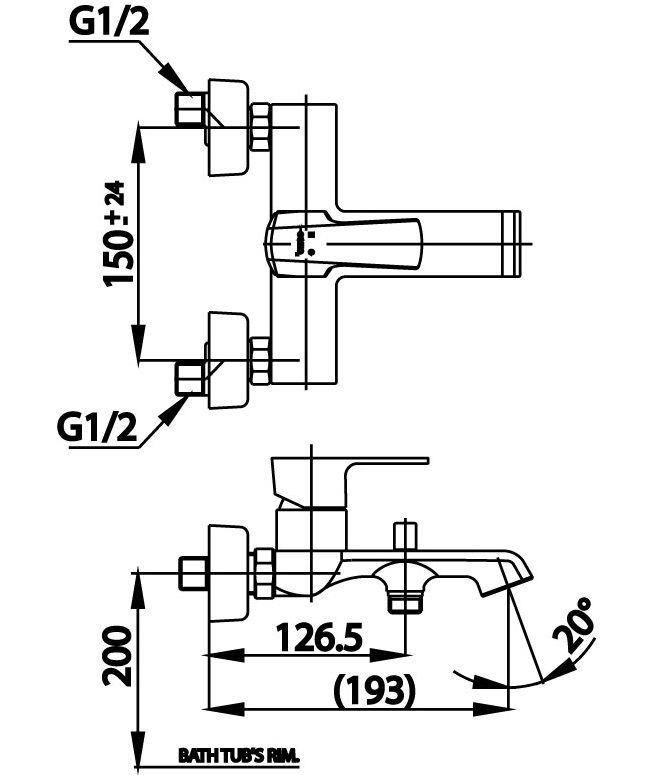 Bản vẽ kĩ thuật kích thước củ sen tắm CT 2206A cotto