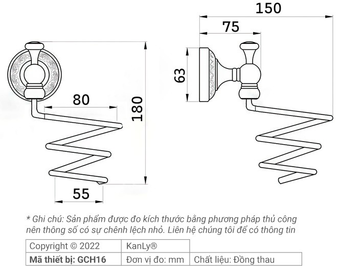 Bản vẽ kỹ thuật giá đỡ máy sấy tóc Kanly GCH16