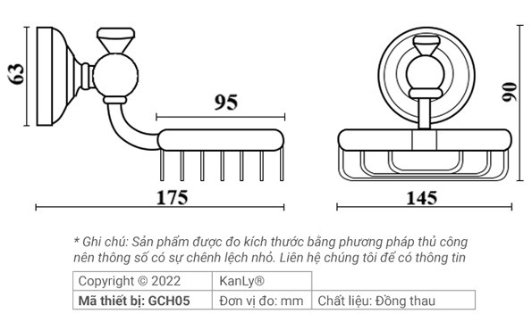 Bản vẽ kỹ thuật giá đựng xà phòng Kanly GCH05