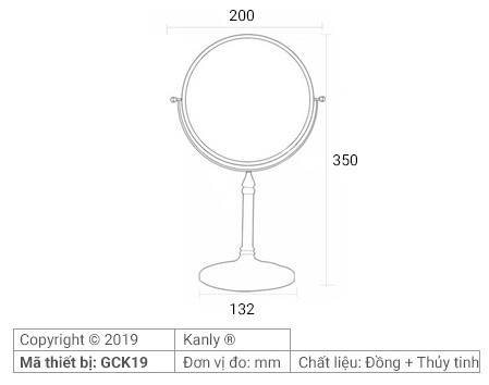 Bản vẽ kỹ thuật gương cạo râu Kanly GCK19