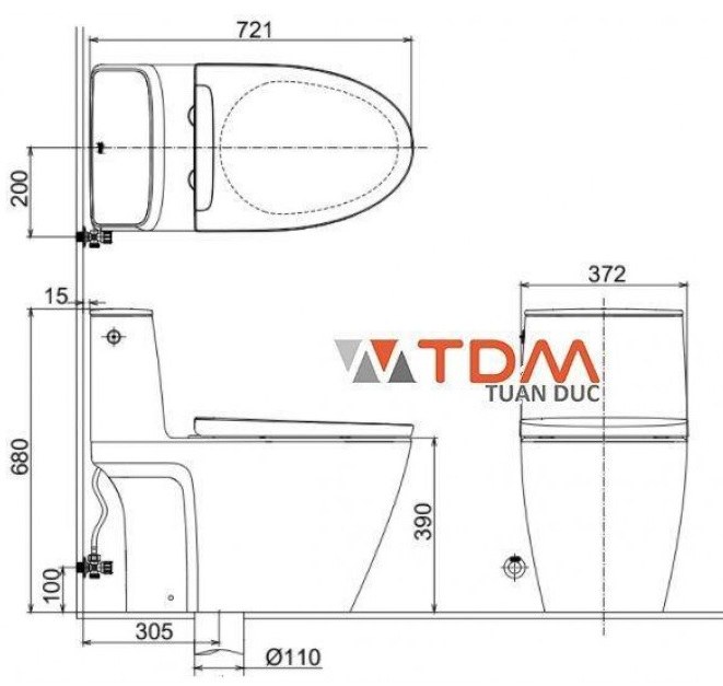 Bản vẽ bệt inax 902 nắp điện tử CW-KA22