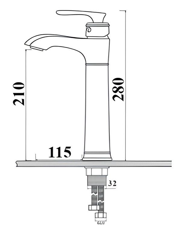 Bản vẽ kích thước vòi màu đen Kanly GCA 41B