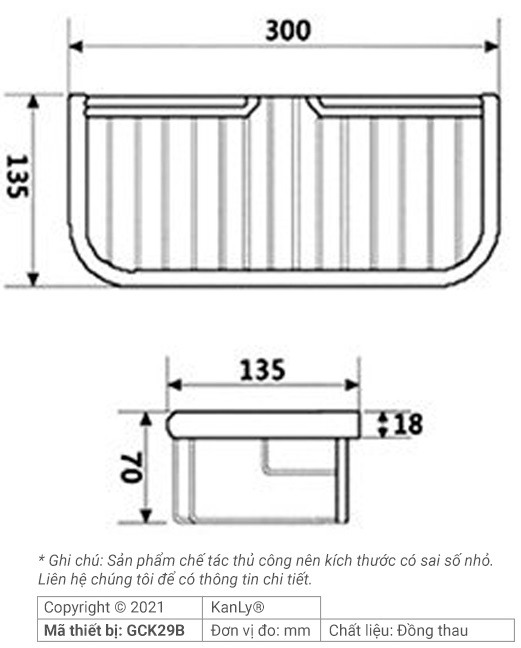 Bản vẽ kỹ thuật kệ đựng đồ Kanly GCK29B