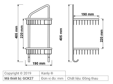 Bản vẽ kỹ thuật kệ góc 2 tầng Kanly GCK27