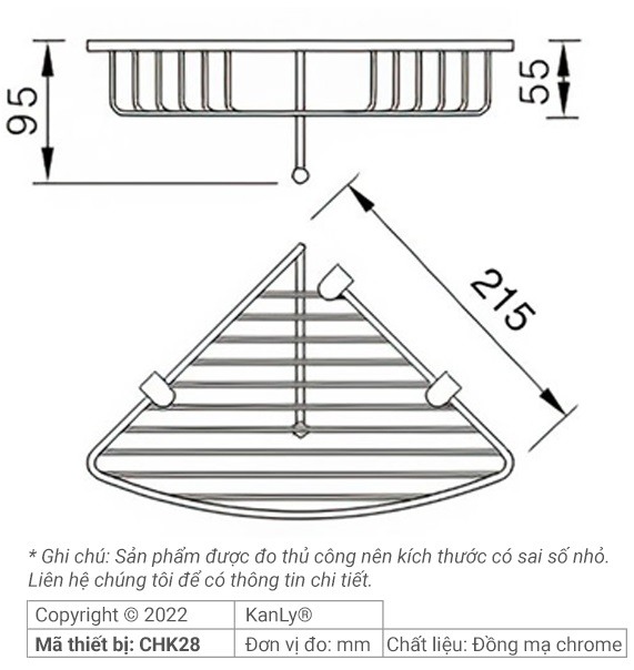 Bản vẽ kỹ thuật kệ góc Kanly CHK28