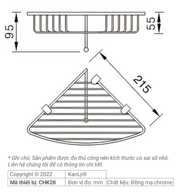 Bản vẽ kỹ thuật kệ góc treo tường Kanly GCK28