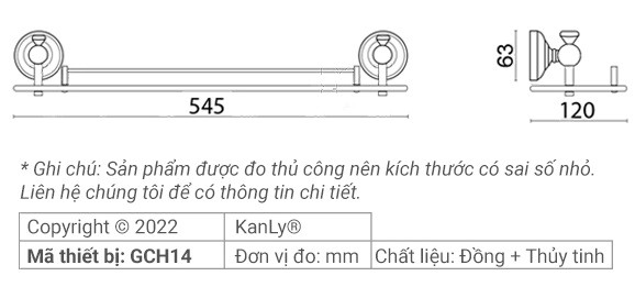 Bản vẽ kỹ thuật kệ gương Kanly GCH14