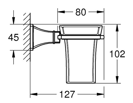 Bản vẽ kích thước ly đựng bàn chải 40626IG0 Grohe