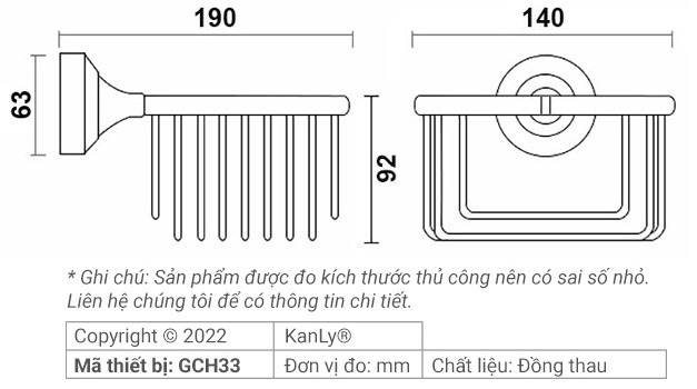 Bản vẽ kỹ thuật khay đựng giấy vệ sinh Kanly GCH33